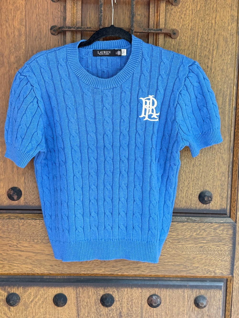 Ralph Lauren Royal Blue Cable-Knit Short Sleeve Crewneck Sweater Size L